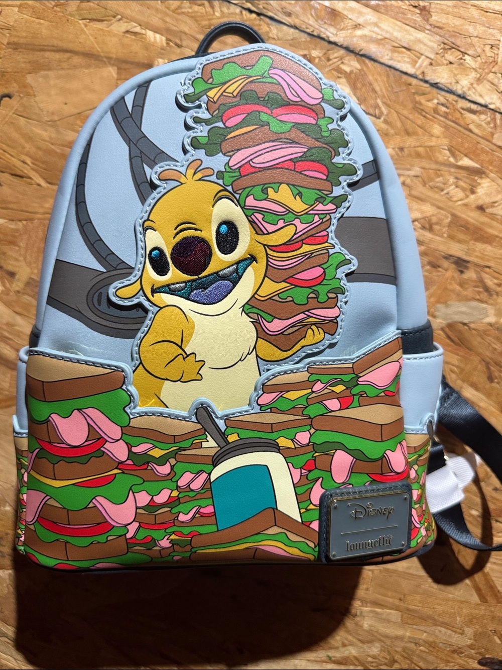 Loungefly Light Blue Stitch with Colorful Sandwiches Kids Mini Backpack